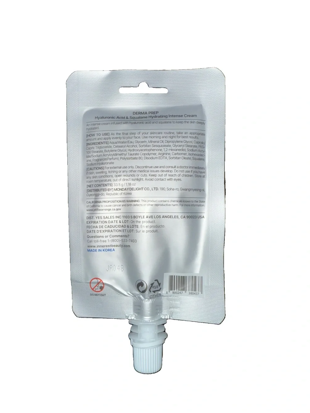 Derma Prep Hyaluronic Acid & Squalane Hydrating Intense Cream 1.18oz 2pk